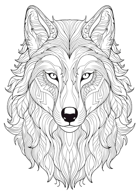 Wolf Coloring Page Wolf Line Art Coloring page Wolf Outline Illustration For Coloring Page Zwierzęta Coloring Page Dorośli Coloring Book AI Generative