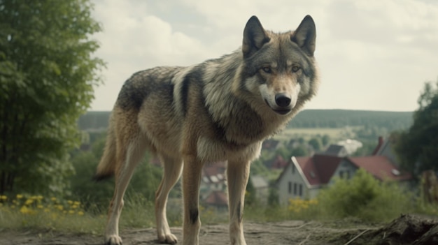 Wolfsrudel in einem Dorf w Niemczech generatywna ai