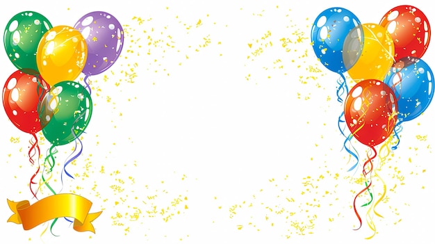 wolne miejsce w lewym rogu dla tytułowego baneru z kolorowymi balonami