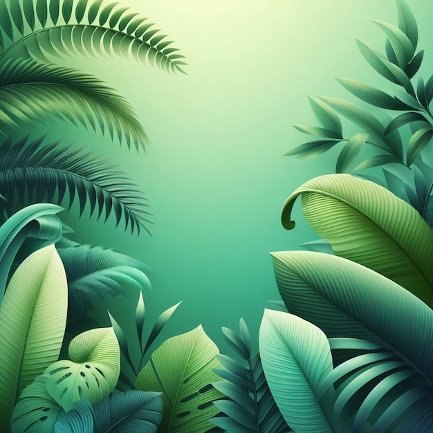 Wolne zielone liście tropikalne wektorowe kopiować przestrzeń tła