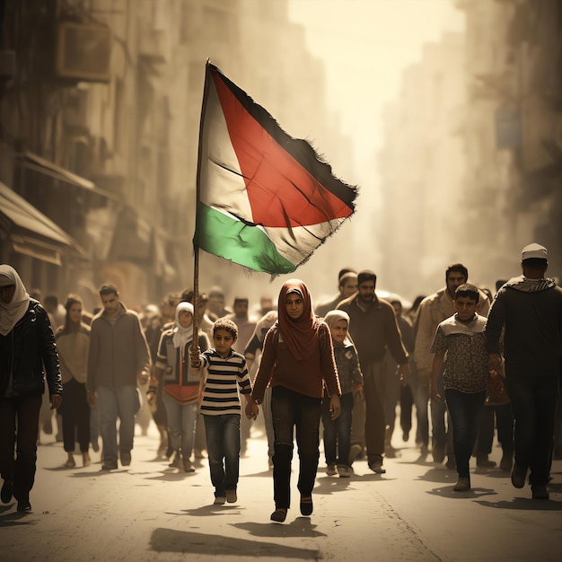 Wolni Palestyńczycy chodzący po ulicach.