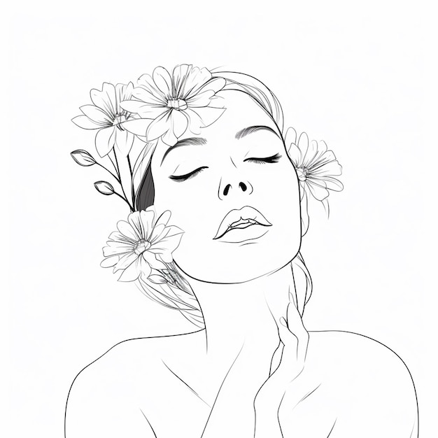 Zdjęcie wolny wektor ręcznie narysowana kobieta z kwiatami ilustracja