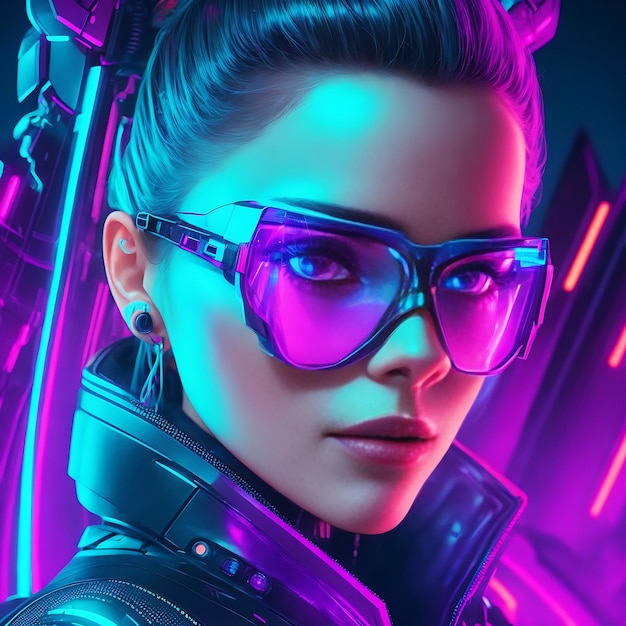 woman_portrait futurystyczny styl neonowy ai generowany