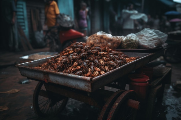 Wóz z termitami siedzi na ulicy w Manili.