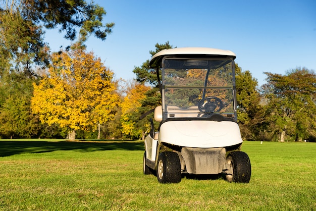 Zdjęcie wózki golfowe na polu golfowym