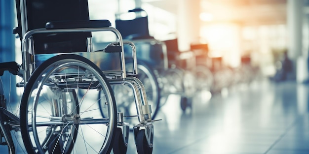 Wózki inwalidzkie w szpitalu z miejscem do kopiowania na obszarze