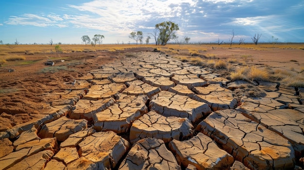 Wpływ zmian klimatycznych na suchy i pęknięty krajobraz