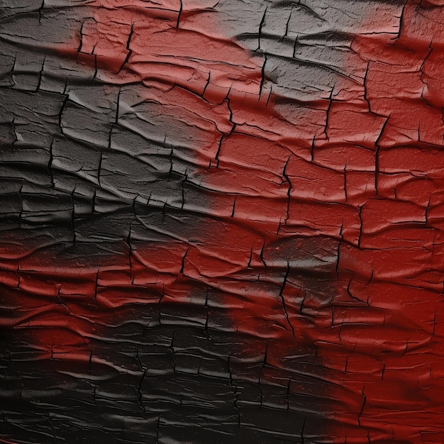 Wprowadź głębię i teksturę do swojego projektu dzięki temu oszałamiającemu widokowi z góry na czerwono-czarną teksturowaną ścianę