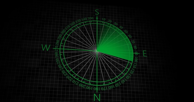 Zdjęcie wrogie samoloty lub statki wykryte przez radar skanujący obiekt, monitorujący prędkość i lokalizację obiektu skanującego za pomocą koncepcji rozdzielczości radaru 4k