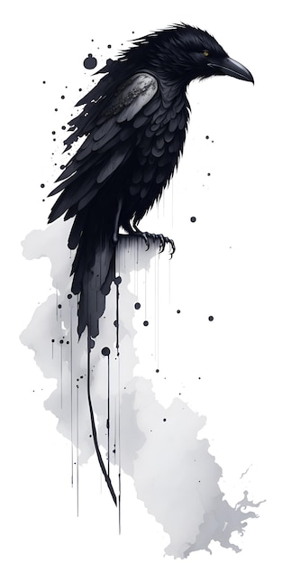 Zdjęcie wrona siedzi na gałęzi z napisem wrona.