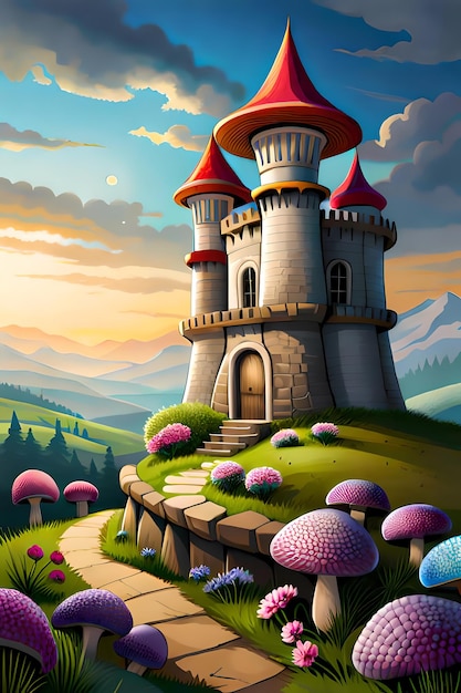 Wróżkowy zamek z grzybami