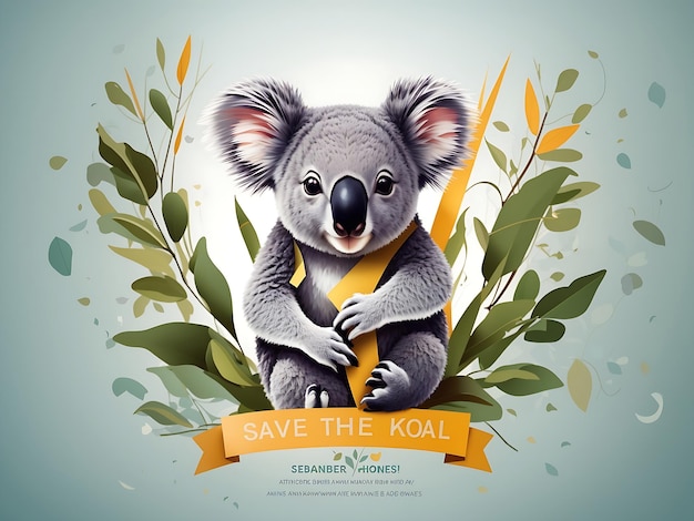 Wrzesień to szablon tła miesiąca Save the Koala. Wakacyjna koncepcja transparentu w tle