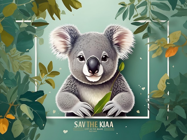 Wrzesień to szablon tła miesiąca Save the Koala. Wakacyjna koncepcja transparentu w tle