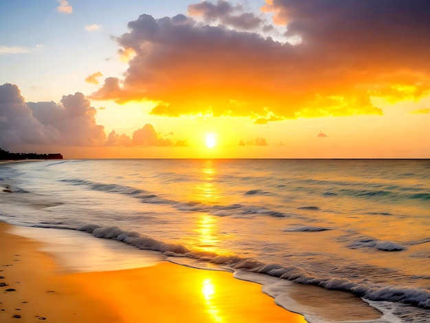 Wschód słońca nad plażą na Morzu Karaibskim