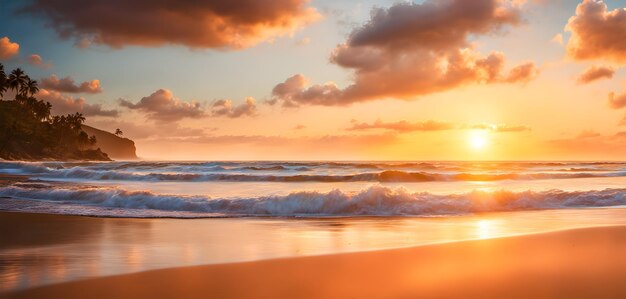 Wschód słońca nad spokojną plażą