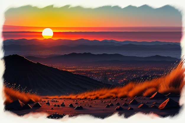 Zdjęcie wschód słońca zachodek słońca pomarańczowy światło słoneczne w lasach pola krajobraz tapety tło