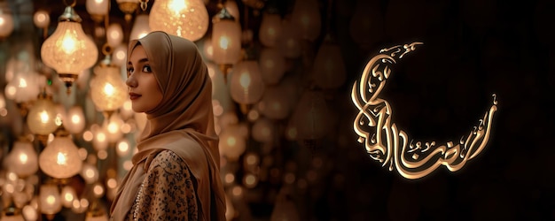 Zdjęcie wschodnia kobieta w kolorowym hidżabie