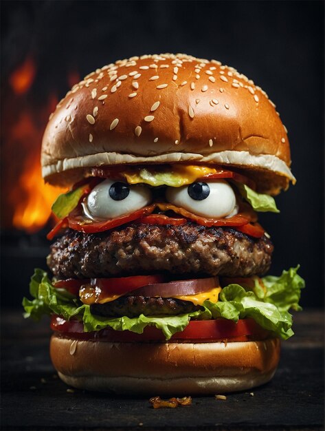 Zdjęcie wściekły hamburger.