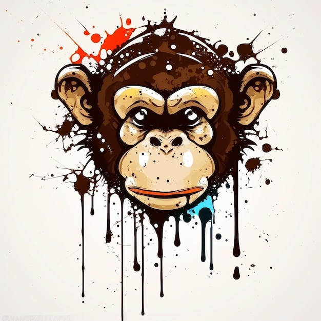 Wściekły naczelny GraffitiStyle Wściekła głowa małpy poplamiona farbą
