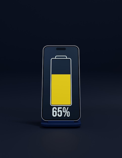 Wskaźnik procentu naładowania baterii bezprzewodowego smartfona Symbol Ilustracja 3D