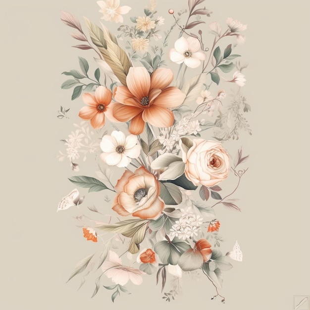 Wspaniała jasna akwarela kwiatów ilustracja obrazu AI generowana sztuka