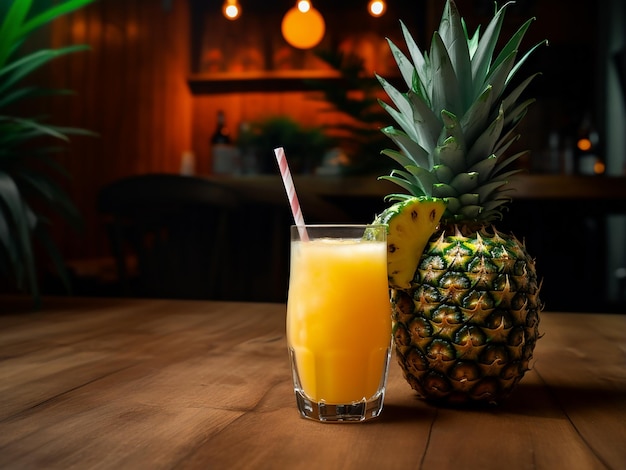 Wspaniała szklanka soku ananasowego, aby delektować się Generacją AI