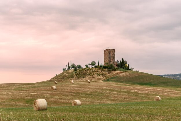 Wspaniała Torre Tarugi to wieża obok Radicofani w środku Val d'Orcia Toskania Włochy