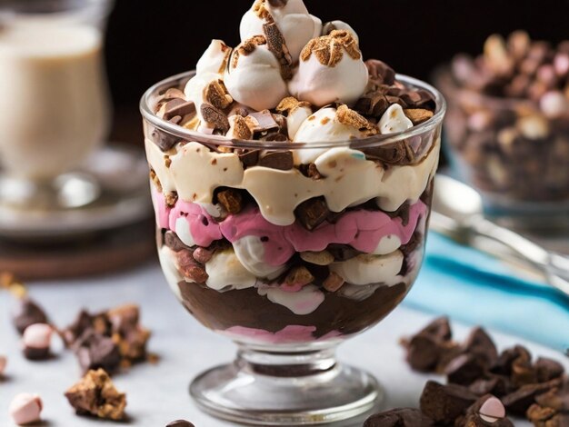 Wspaniałe lody Rocky Road Parfait CloseUp