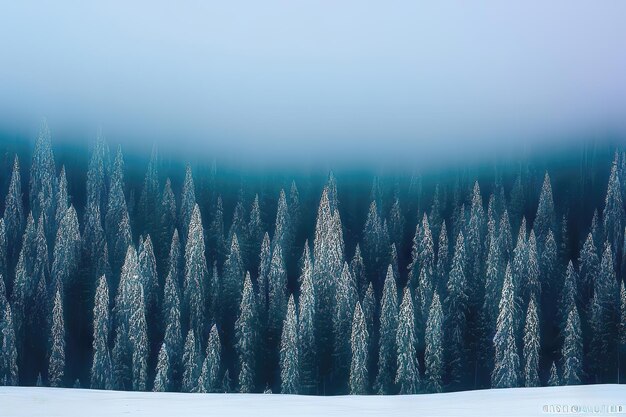 Wspaniałe ośnieżone choinki na tle pięknego SkyxA