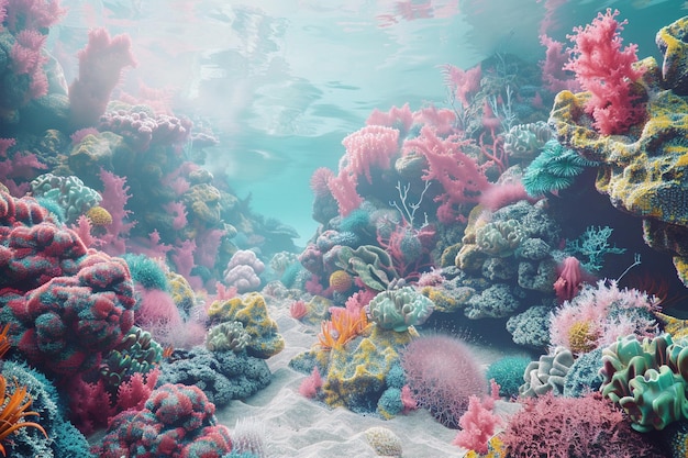 Wspaniałe rafy koralowe pełne zwierząt morskich