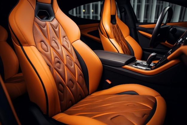 Wspaniałe skórzane wnętrze luksusowego samochodu Generative Ai