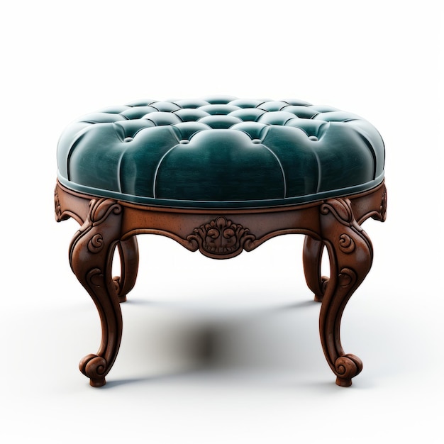 Wspaniały aksamitny wiktoriański stołek 3d ze starego drewna osmańskiego