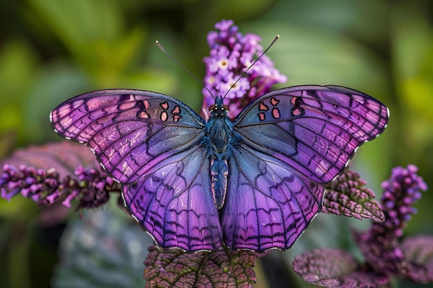 Zdjęcie wspaniały fioletowy motyl siedzący na kwiatach lawendy