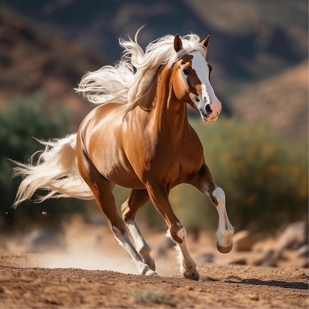 Wspaniały koń arabski na pięknym tle
