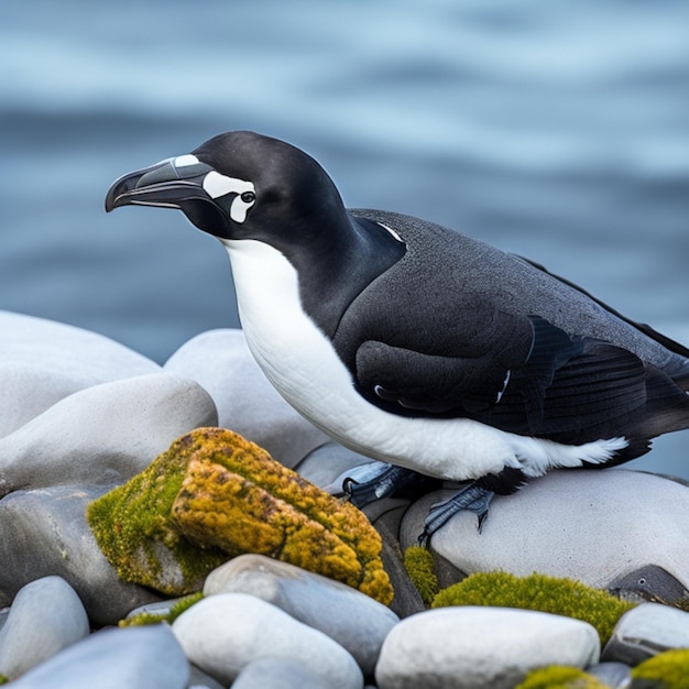 Wspaniały ptak Razorbill ze złowioną rybą