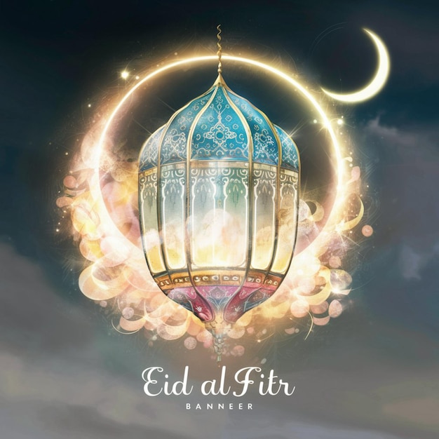 Wspaniały, skomplikowany baner na Eid Al-Fitr