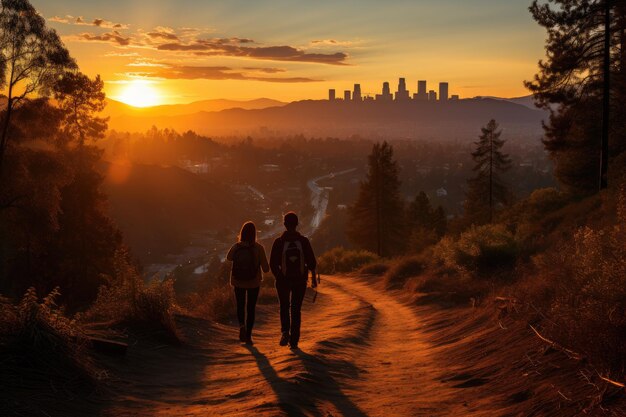 Zdjęcie wspaniały widok griffith park i autry museum w los angeles generatywny ia