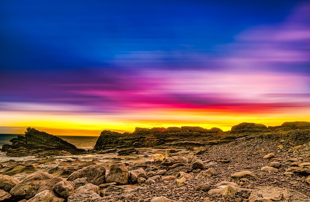 Wspaniały zachód słońca na Cape Palliser