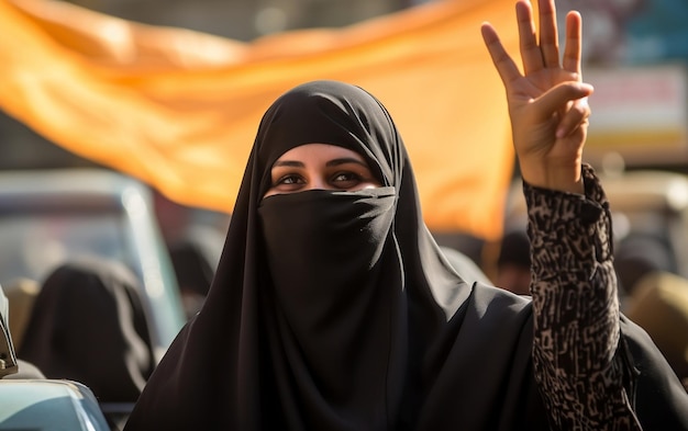 Współczesna arabska hidżab w welonie podczas rajdowej sztucznej inteligencji