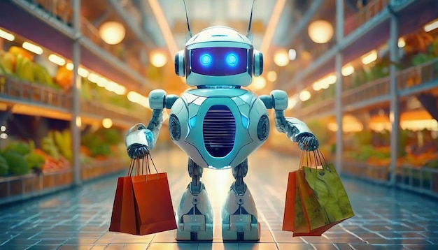 Zdjęcie współczesna koncepcja robota do zakupów 9