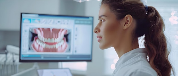 Współczesna stomatologia tworzy uśmiechy za pomocą technologii 3D Koncepcja Technologia stomatologiczna Skanowanie 3D Stomatologia cyfrowa
