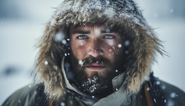 Zdjęcie współczesna wyprawa polarna burza śnieżna filmik