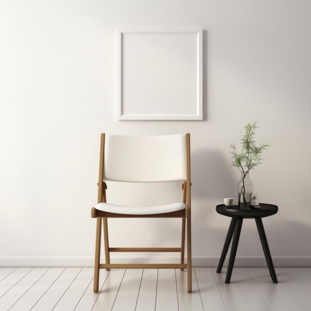 Współczesne białe składane krzesło z ramą na ścianie