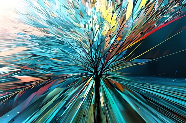 Współczesne malarstwo akrylowe dzieła sztuki ilustracja abstrakcyjne magiczne kolorowe drzewo artystyczny druk cyfrowy sztuka obraz olejny