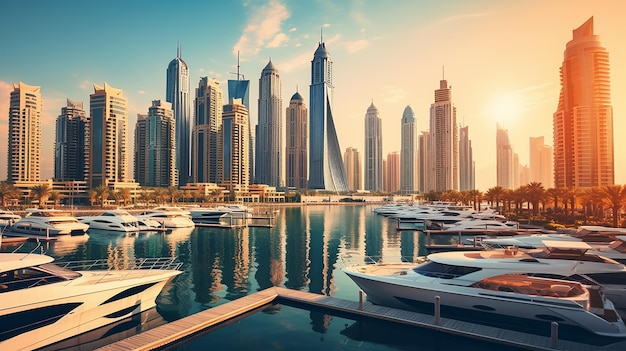 Współczesny krajobraz miejski przypominający Dubai