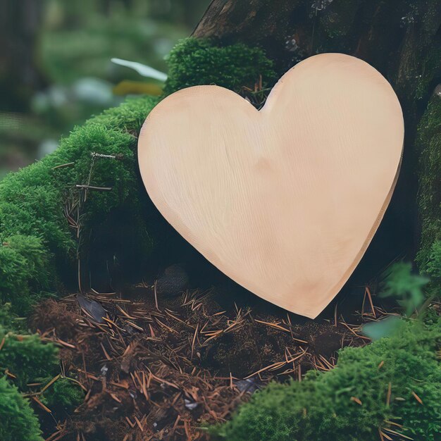 współczucie serca pogrzebowego lub drewniane serce pogrzebowe w pobliżu drzewa Generacyjna sztuczna inteligencja