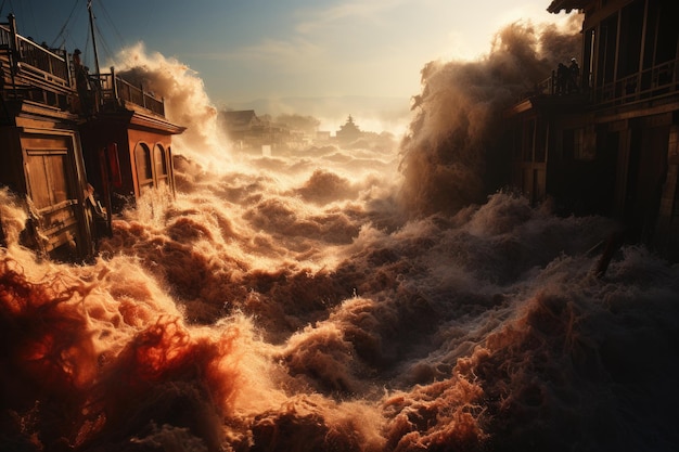 Wstrząsające sceny wielkich powodzi rzecznych i niszczycielskich powodzi