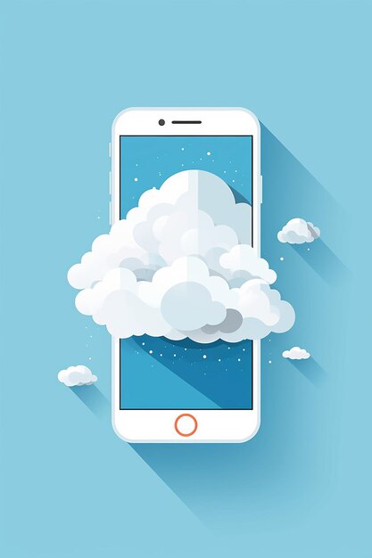 Zdjęcie wszechświat chmury w minimalnym stylu na ekranie telefonu