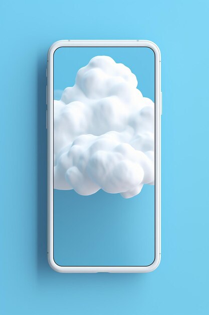 Zdjęcie wszechświat chmury w minimalnym stylu na ekranie telefonu