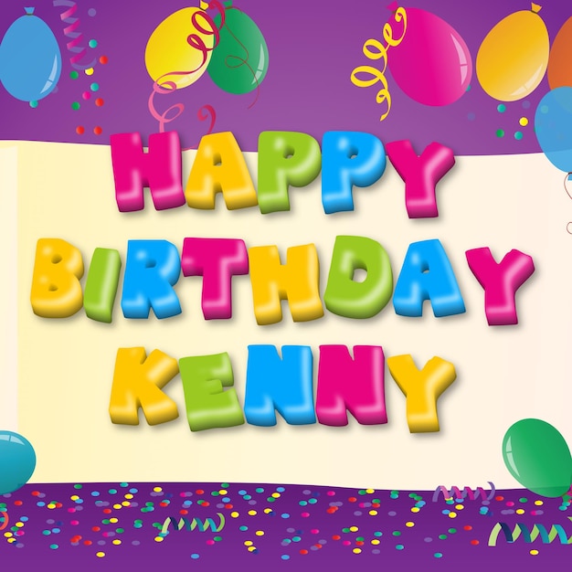 Wszystkiego najlepszego Kenny Gold Konfetti Śliczna karta balonowa Efekt tekstowy na zdjęciu